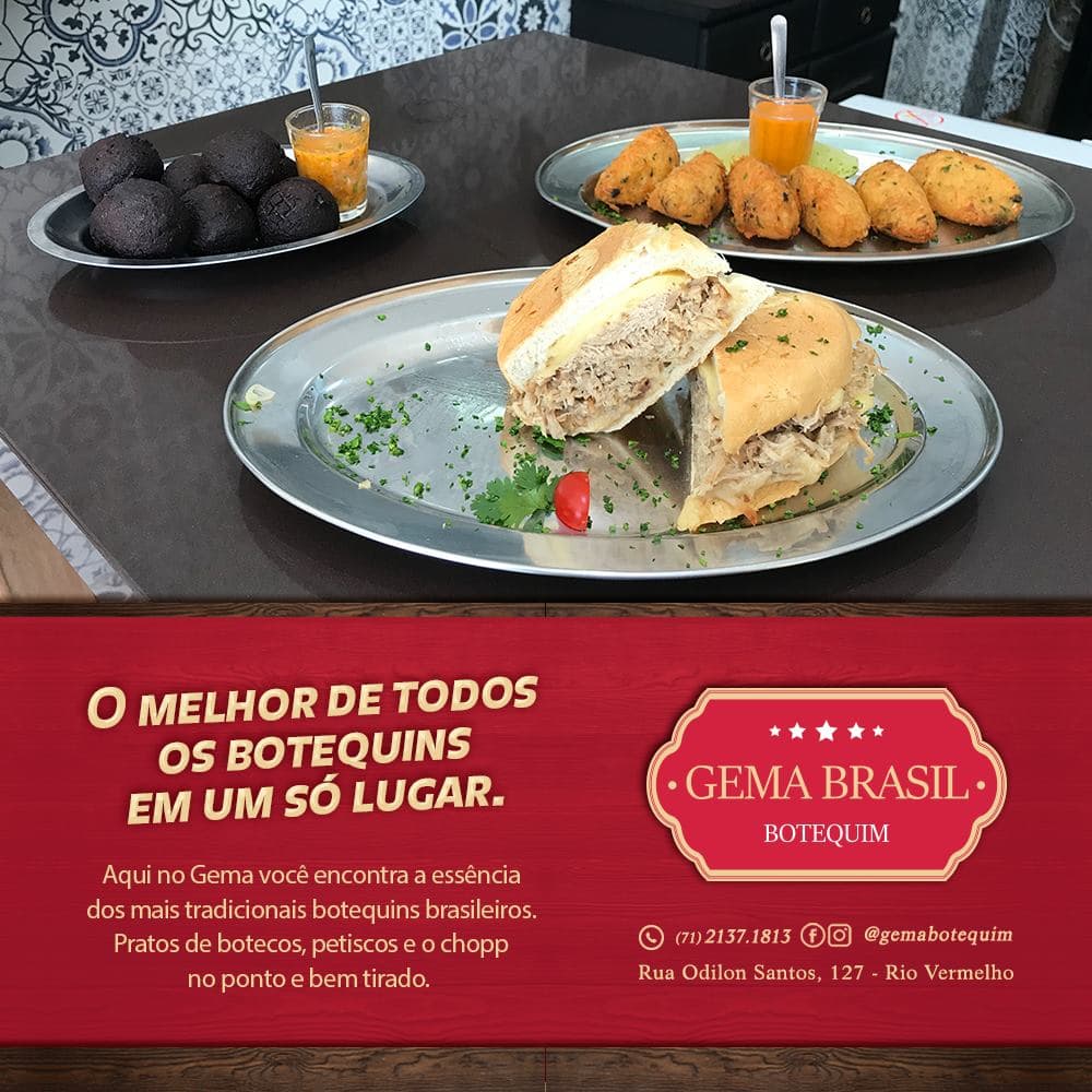 Aqui você encontra a essência dos mais tradicionais botequins brasileiros. Pratos de boteco, petiscos e chopp no ponto! #GemaBotequim